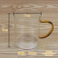 厚款2只水杯(随机或备注颜色) 耐高温280ml*2只 集香高硼全玻璃彩把水杯可明火耐高温六色柄杯子办公家用中式水具