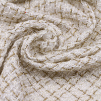 白色 半米 高档金丝小香风面料粗纺编织粗花呢布料手工diy经典箱包鞋帽呢料