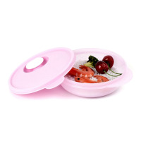 400ml微波饭盒 全粉色 特百惠 微波饭盒400ml 便携保鲜盒便当盒 微波炉上班族饭盒圆形