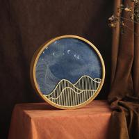 姜黄色圆 高端远山茶饼盒异形竹制工艺礼盒通用福鼎白茶普洱茶饼空盒包装盒