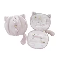 浅藕粉 日韩软萌猫猫首饰盒可爱旅行便携饰品收纳包随身戒指项链耳钉小包