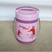 1.4L莫粉色保温桶 宏旭玻璃内胆保温桶保温饭盒保温饭瓶便当盒瓶胆多层提锅恒温饭桶