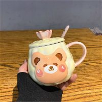 黄色301-400ml new 330ml Korean Cute Cartoon Bear Ceramic Mug