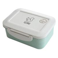 卡扣北欧绿 双层无格 外出春游便当盒 寿n司盒带水当沙拉便果盒 可爱 便携 外子家用