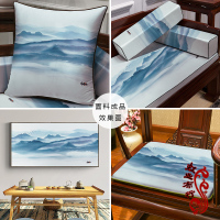 所有选项一件为半米 织锦缎布料 中式山水禅意印花布料沙发布料面料古典抱枕坐垫桌布