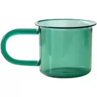 高硼硅C形手柄玻璃杯 墨绿色高硼硅耐热透明玻璃杯复古咖啡杯茶杯