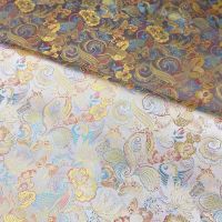 增白色 70宽幅 布料中国风蝴蝶纹织锦缎童装和服汉服服饰面料