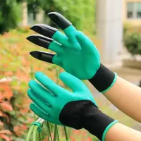 绿色-右手带爪 1双[试用装] 园艺手套带爪子挖土种菜盆栽耐磨透气防水防刺种花种植防护手套