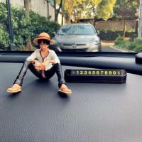 路飞+黑色停车牌 路飞汽车临时停车牌海贼王挪车电话号码牌零时车载移车车内装饰用