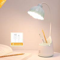 蓝色 送USB线 护眼LED小台灯USB充电插电两用书桌学生宿舍学习卧室儿童阅读床头