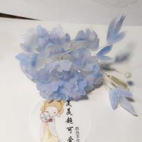 蓝紫渐变牡丹花 原创热缩片发簪牡丹花发梳汉服古风配饰手工手作