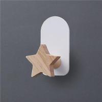 原木色-五角星 单钩 北欧风轻奢铁艺原木挂钩免打孔玄关装饰创意壁挂强力承重免钉粘钩