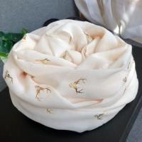 米色 烫金小鹿围巾女棉麻春秋长款韩版百搭薄款冬季披肩防晒丝巾米色