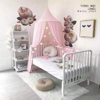 浅粉 ins韩风儿童蚊帐帐篷 雪纺蚊帐儿童帐篷 圆顶吊挂装饰婴儿床幔