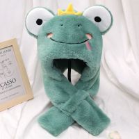 绿色 青蛙两件套 适合48-54cm 参考2-12岁 卡通恐龙儿童帽子围巾手套三件套一体加厚男女童冬季保暖一体套装