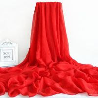 追忆-大红 1.75米长0.7米宽 围巾女冬款时尚百搭丝巾女夏春秋季雪纺纱巾3米长防晒沙滩巾披肩