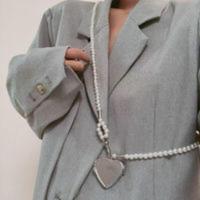 休闲珍珠腰链斜挎背带腰带男女金属镜子心形吊坠装饰连衣裙子配饰 休闲珍珠腰链斜挎背带腰带男女金属镜子心形吊坠装饰连衣裙子配