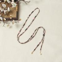 黑色 韩版百搭细款腰带挂珍珠女士印花腰带