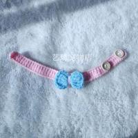 蓝蝴蝶结-粉项圈 XS: 总长20cm 2-4斤猫 宠物猫狗项圈手工钩织毛线猫咪围脖可爱卖萌拍照狗狗用品围巾脖圈