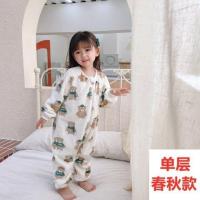 绿色小熊[单层 春秋款] 73cm(73[适合身高60-70c 婴儿睡袋法兰绒秋冬季加厚珊瑚绒儿童防踢被神器四季通用宝宝