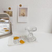 矮款 欧式简约罗马柱透明玻璃烛台 创意桌面摆件香薰蜡烛ins拍照道具