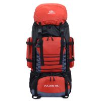 红色 90L户外包旅行背包双肩包登山男女背包打工旅游包行李包收纳背包