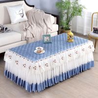 绒布拼接 蓝色 宽40*长50高40cm 北欧绒布加厚夹棉茶几罩餐桌布艺台布电视柜防尘套多用电炉罩盖巾