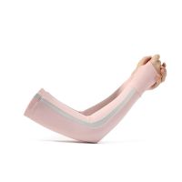 [冰爽防晒长款漏指]樱花粉 卡帝乐鳄鱼冰袖女防晒手袖透气防紫外线百搭显瘦护臂冰袖套手臂套