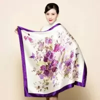 图1 丝绸缎面90大方巾头巾领巾围巾围脖披肩女丝巾90CM沙滩巾防晒巾
