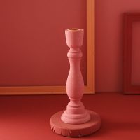 浅红烛台一枚 拍照道具ins烛台复古莫兰迪色蜡烛摄影背景摆件饰品北欧居家装饰