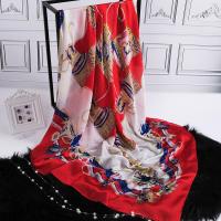 140大方巾-红锦 140真丝超大方巾丝巾女春夏季桑蚕丝正方形围巾披肩外搭百搭两用