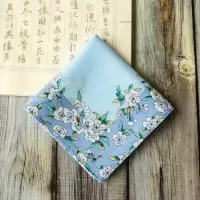 樱花蓝1条 女士手帕全棉原创中国风古风梅花手绢出国生日毕业礼物