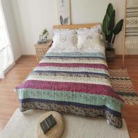 彩色直条拼接140*200cm 欧式简约床盖单件双面夏季夹棉床单床垫榻榻米炕罩空调绗缝被