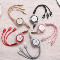 伸缩数据线颜色随机 三合一手机数据线充电线一拖三伸缩数据线颜色随机