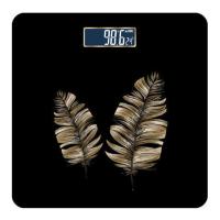 羽毛电池款 28x28cm USB充电精准电子秤轻奢羽毛黑色体重秤家用称重计量成人减肥