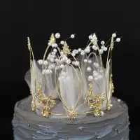 网纱皇冠5个 蛋糕装饰摆件生日装扮布置网纱皇冠烘焙布置装扮用品