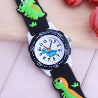 黑色 可爱卡通小男孩恐龙手表学生儿童幼童石英防水电子韩版礼物潮腕表