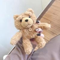 苹果Airpods1/2代耳机套 浅棕熊 毛绒泰迪熊苹果Airpods2无线耳机保护套软卡通苹果耳机保护套