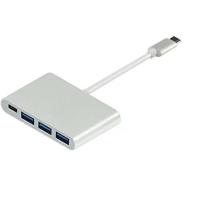 银色 Type-c转USB3.0转换器转接头苹果电脑macbook12寸可充电HUB扩展器