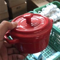 纯红色烤碗带盖 创意陶瓷碗带盖双耳碗舒芙蕾烤碗燕窝甜品炖盅小汤碗蒸蛋碗烘焙碗