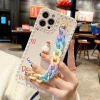 彩色手链-米白色-立体红帽鸭 OPPO A92 爱心相框手链立体鸭子OPPOA93手机壳Reno5硅胶a52/a92s女