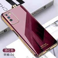case-酒红色[不带支架] 荣耀X10 华为荣耀X10手机壳电镀包升降镜头带方表指环支架保护套硅胶软壳