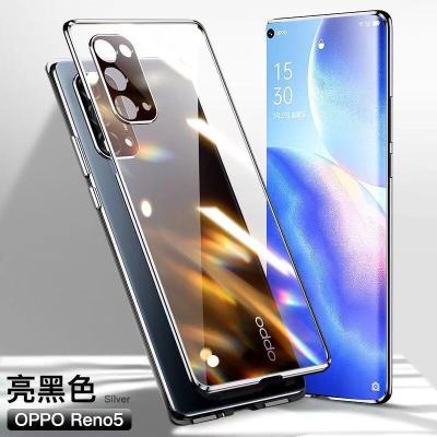 OPPO Reno5 黑色[双面玻璃+镜头镂空] OPPOReno5pro手机壳reno5k保护套双面玻璃磁吸超薄镜头防