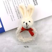 韩版小白兔(红领结) 毛绒小兔头绳女马尾结实皮筋ins发绳韩版学生可爱发圈丸子头发饰