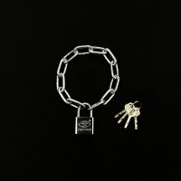 粗4mm-长0.3米(带锁) 铁链子加长款锁链连锁狗笼链条锁大门锁加粗商铺多用途挂锁电单车