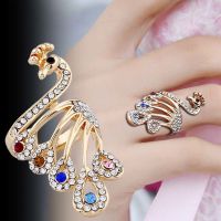 气质孔雀戒指 16号直径约1.6cm 远方情2件套蝴蝶水晶戒指女 复古宫廷宝石食指戒韩版指环礼物女J4