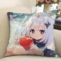 1 35x35cm枕芯+枕套双面宝宝绒 原神周边派蒙刻晴抱枕头菲谢尔可莉二次元动漫等身安柏宅男抱枕