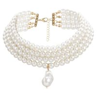 巴洛克多层圆珠项链 远方情优雅多层珍珠项链女不规则珍珠吊坠百搭串珠颈链项饰品N103