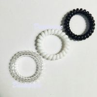 3色大号粗款电话线发圈3根 简装 简约黑色电话线发圈韩版大号透明马尾发绳女饰头绳学生扎头发皮筋