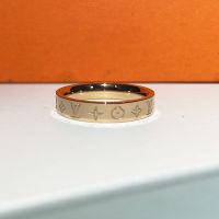 lv玫瑰金色 6号 日韩钛钢戒指女ins不掉色冷淡风简约时尚字母情侣对戒男首饰潮